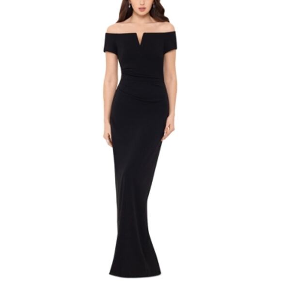 Xscape Off the‎ Shoulder Gown Dress Black Women's Size 4 - Picture 1 of 5